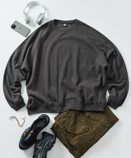 ラムス スウェット グリーン ラグランスリーブ プリント付 ストリート b150 ラムス スウェット グリーン ラグランスリーブ プリント付