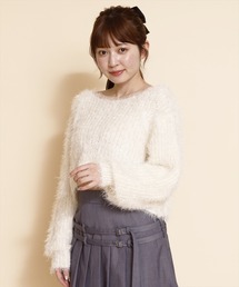 クロップドシャギーニットトップス