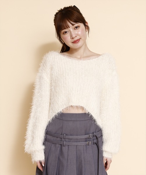 REDYAZEL（レディアゼル）の「クロップドシャギーニットトップス（ニット/セーター・レディース・ホワイト/ピンク/ブルー・FREE）」の10枚目の写真