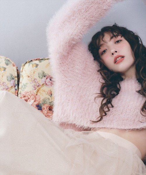 REDYAZEL（レディアゼル）の「クロップドシャギーニットトップス（ニット/セーター・レディース・ホワイト/ピンク/ブルー・FREE）」の22枚目の写真