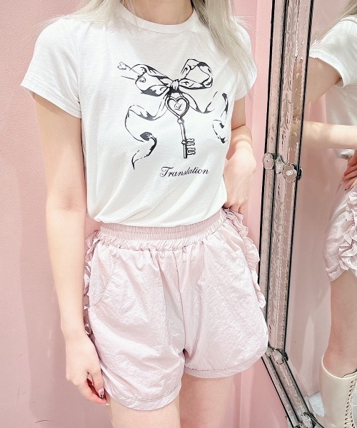 lilLilly(リルリリー)の「ナイロンフリルショートパンツ(その他パンツ・レディース・ホワイト/ブラック/ブルー/ピンク・FREE)」の7枚目の写真