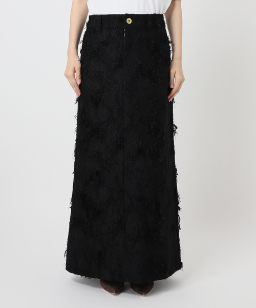 noble シャギージャガードAラインスカート ブラック Noble（ノーブル）の「シャギージャガードAラインスカート