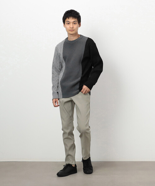 COMME CA ISM（コムサイズム）の「両畦編み デザイン ケーブルニット（ニット/セーター・メンズ・オフホワイト/ブラック/ネイビー・LARGE/MEDIUM）」の6枚目の写真
