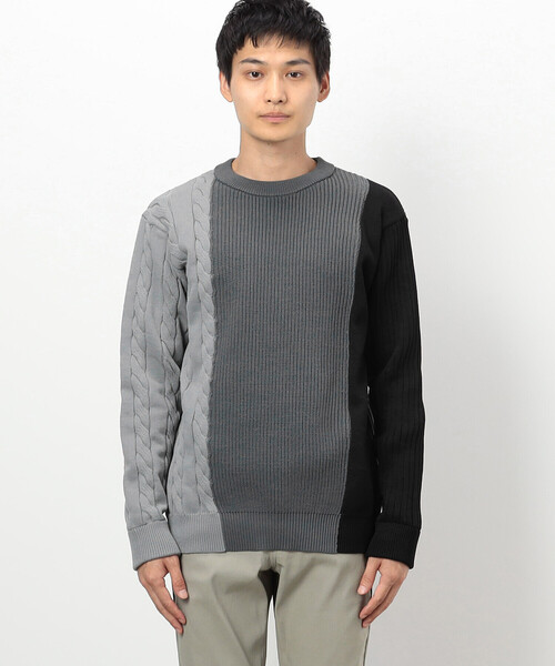 COMME CA ISM（コムサイズム）の「両畦編み デザイン ケーブルニット（ニット/セーター・メンズ・オフホワイト/ブラック/ネイビー・LARGE/MEDIUM）」の10枚目の写真