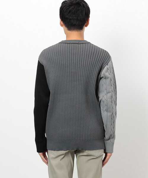 COMME CA ISM（コムサイズム）の「両畦編み デザイン ケーブルニット（ニット/セーター・メンズ・オフホワイト/ブラック/ネイビー・LARGE/MEDIUM）」の12枚目の写真