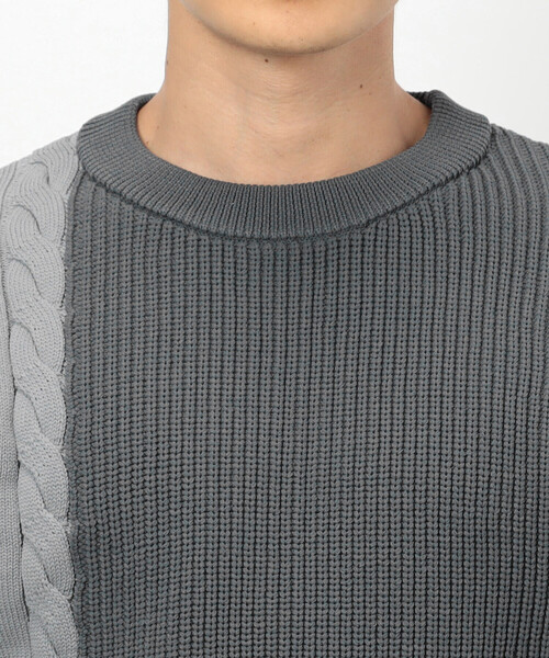 COMME CA ISM（コムサイズム）の「両畦編み デザイン ケーブルニット（ニット/セーター・メンズ・オフホワイト/ブラック/ネイビー・LARGE/MEDIUM）」の13枚目の写真