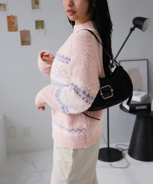 MSGM】(S)イタリア製 総柄 ハイネック ニット セーター