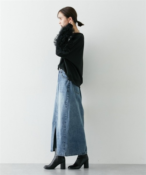 nissen（ニッセン）の「袖チュールショート丈トレーナー（スウェット・レディース・ブラック/オフホワイト/グレー・LL/L/M/S）」の20枚目の写真