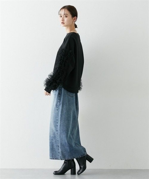 nissen（ニッセン）の「袖チュールショート丈トレーナー（スウェット・レディース・ブラック/オフホワイト/グレー・LL/L/M/S）」の21枚目の写真