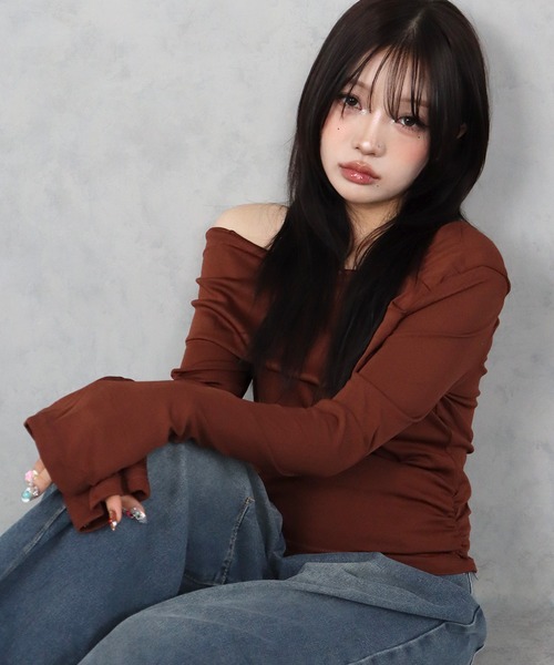 BARELY BLUE(ベアリーブルー)の「【 BARELY BLUE / ベアリーブルー 】 3Way オフショルダー トップス(Tシャツ/カットソー・レディース・ブラック/ホワイト/ブラウン・SMALL/MEDIUM/LARGE)」の11枚目の写真