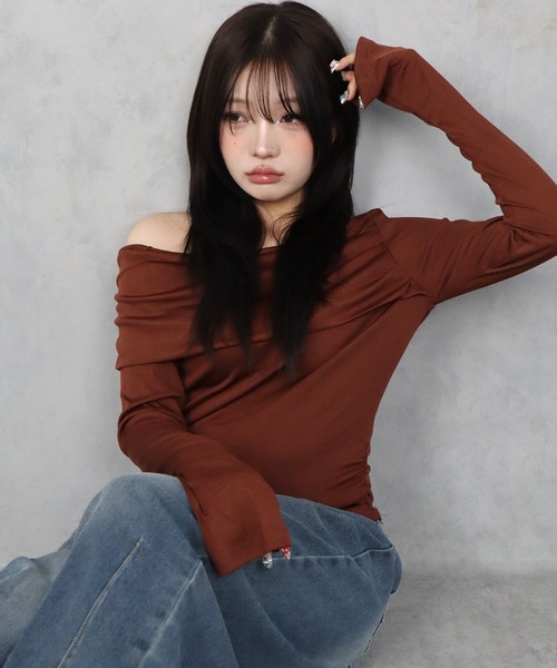 BARELY BLUE(ベアリーブルー)の「【 BARELY BLUE / ベアリーブルー 】 3Way オフショルダー トップス(Tシャツ/カットソー・レディース・ブラック/ホワイト/ブラウン・SMALL/MEDIUM/LARGE)」の12枚目の写真