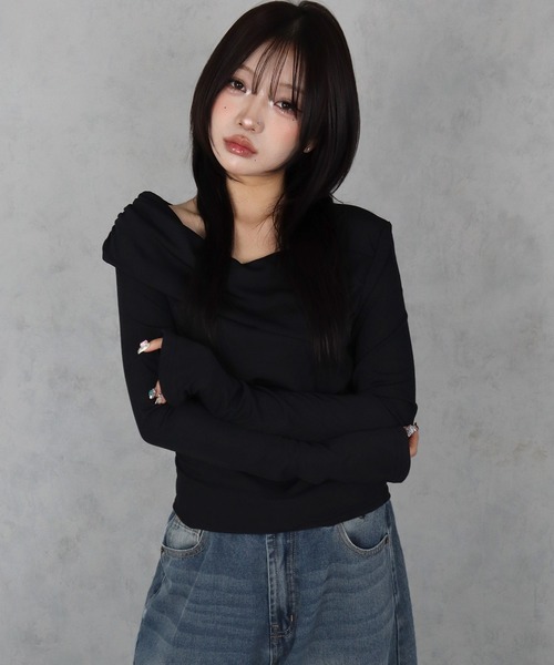 BARELY BLUE(ベアリーブルー)の「【 BARELY BLUE / ベアリーブルー 】 3Way オフショルダー トップス(Tシャツ/カットソー・レディース・ブラック/ホワイト/ブラウン・SMALL/MEDIUM/LARGE)」の13枚目の写真