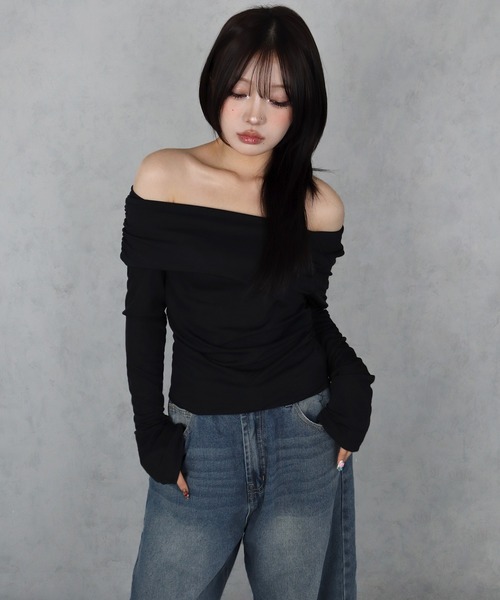 BARELY BLUE(ベアリーブルー)の「【 BARELY BLUE / ベアリーブルー 】 3Way オフショルダー トップス(Tシャツ/カットソー・レディース・ブラック/ホワイト/ブラウン・SMALL/MEDIUM/LARGE)」の5枚目の写真