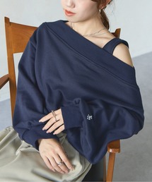 袖ロゴ刺繍3WAYワンショルスウェット