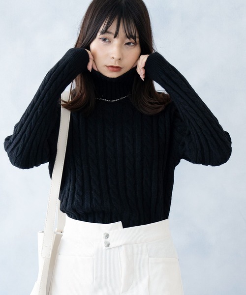 NinaetLina(ニナエリナ)の「ハイネックニットトップス(ニット/セーター・レディース・アイボリー/ブラック/ブラウン/キャメル・FREE)」の17枚目の写真