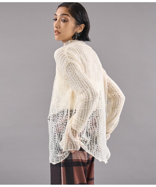 Settimissimo（セッティミッシモ）の「モヘア混 透かし編み ロング ニット（ニット/セーター・レディース・レッド/アイボリー/ブルー・FREE）」の6枚目の写真