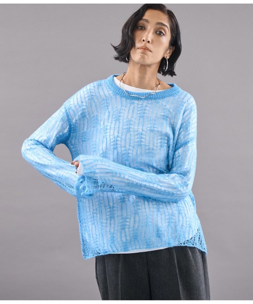 Settimissimo（セッティミッシモ）の「モヘア混 透かし編み ロング ニット（ニット/セーター・レディース・レッド/アイボリー/ブルー・FREE）」の10枚目の写真