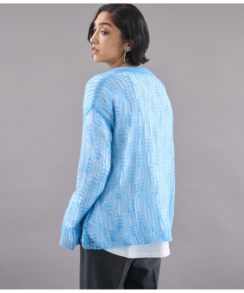 Settimissimo（セッティミッシモ）の「モヘア混 透かし編み ロング ニット（ニット/セーター・レディース・レッド/アイボリー/ブルー・FREE）」の12枚目の写真