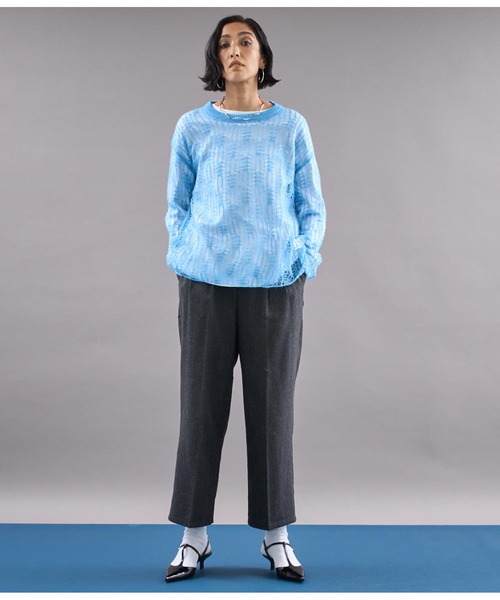 Settimissimo（セッティミッシモ）の「モヘア混 透かし編み ロング ニット（ニット/セーター・レディース・レッド/アイボリー/ブルー・FREE）」の14枚目の写真