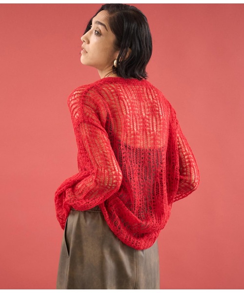 Settimissimo（セッティミッシモ）の「モヘア混 透かし編み ロング ニット（ニット/セーター・レディース・レッド/アイボリー/ブルー・FREE）」の18枚目の写真