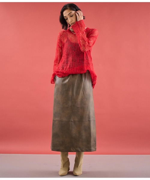 Settimissimo（セッティミッシモ）の「モヘア混 透かし編み ロング ニット（ニット/セーター・レディース・レッド/アイボリー/ブルー・FREE）」の19枚目の写真