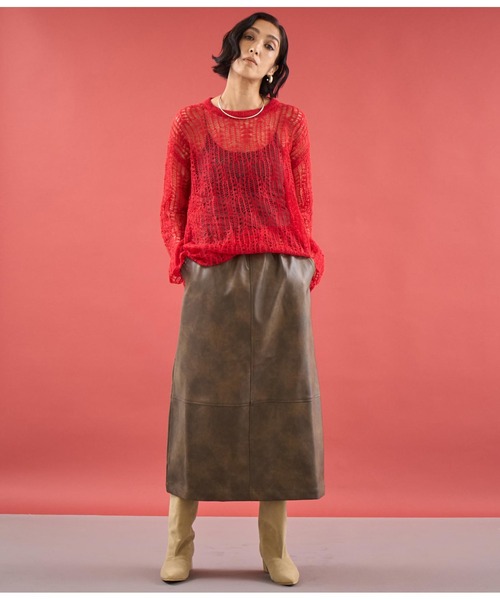 Settimissimo（セッティミッシモ）の「モヘア混 透かし編み ロング ニット（ニット/セーター・レディース・レッド/アイボリー/ブルー・FREE）」の20枚目の写真