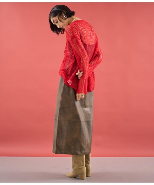 Settimissimo（セッティミッシモ）の「モヘア混 透かし編み ロング ニット（ニット/セーター・レディース・レッド/アイボリー/ブルー・FREE）」の21枚目の写真