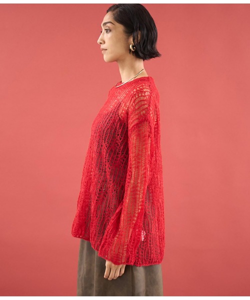 Settimissimo（セッティミッシモ）の「モヘア混 透かし編み ロング ニット（ニット/セーター・レディース・レッド/アイボリー/ブルー・FREE）」の22枚目の写真
