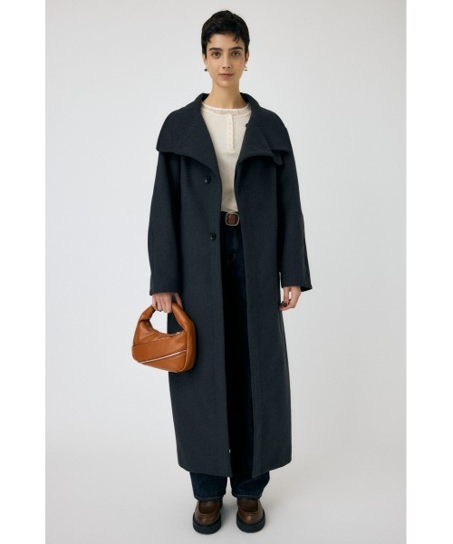 MOUSSY（マウジー）の「STANDCOLLAR コクーンコート（チェスターコート・レディース・ブラック/アイボリー/杢グレー・1/2）」の3枚目の写真