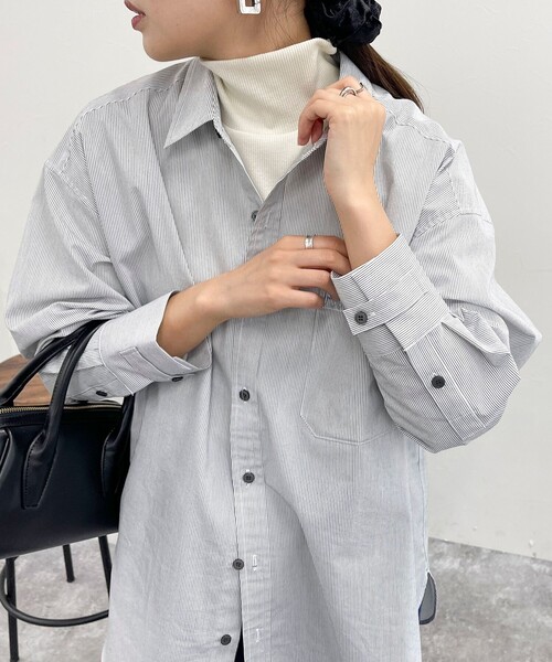 fredy emue(フレディエミュ)の「FR刺繍ストライプシャツ(シャツ/ブラウス・レディース・ブラック系その他/ホワイト系その他2/グレー系その他・38)」の16枚目の写真