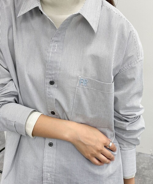 fredy emue(フレディエミュ)の「FR刺繍ストライプシャツ(シャツ/ブラウス・レディース・ブラック系その他/ホワイト系その他2/グレー系その他・38)」の17枚目の写真