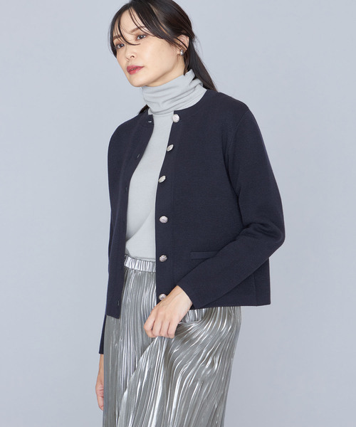 A/C DESIGN BY ALPHA CUBIC（エーシーデザインバイアルファキュービック）の「【洗濯可能】メタルボタンニットカーディガン（カーディガン/ボレロ・レディース・ブルー/オフホワイト/ネイビー・M/L）」の5枚目の写真
