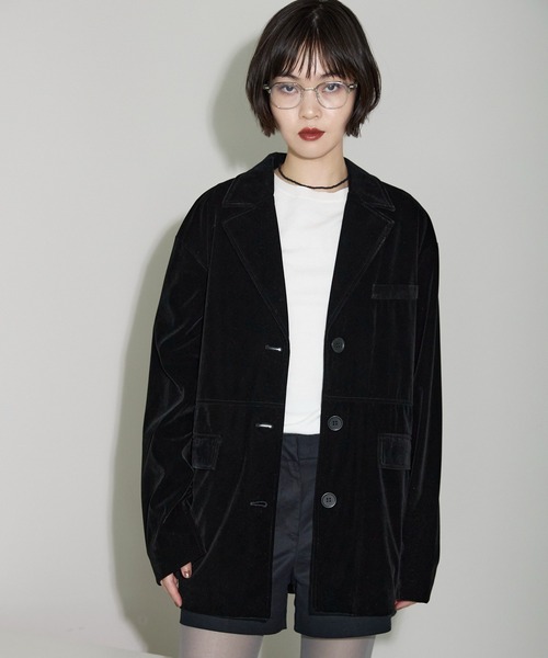セール】ベロアテーラードジャケット（テーラードジャケット）｜leimn