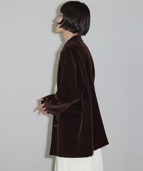 【Malion】 希少シルク100% テーラードジャケット 昭和レトロ ベロア セール】ベロアテーラードジャケット（テーラードジャケット）｜leimn