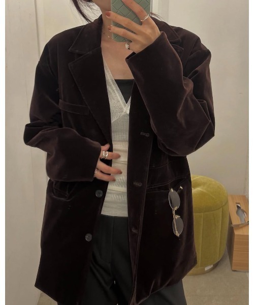 セール】ベロアテーラードジャケット（テーラードジャケット）｜leimn