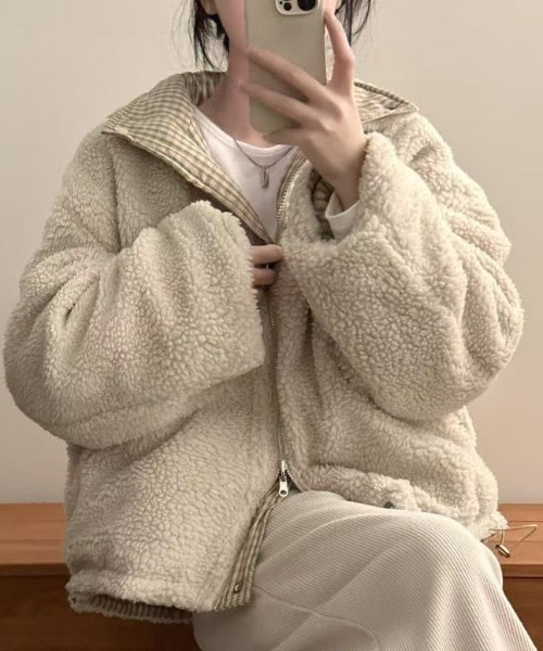 AsRiRe(アスリレイ)の「新色追加/2way チェック柄ブルゾン(ブルゾン・レディース・ブラウン/ブラック/アイボリー・M)」の14枚目の写真