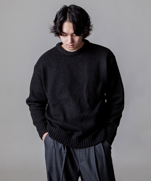 ZIP FIVE -White Line-(ジップファイブホワイトライン)の「【White Line】 リラックス フィット デイリー ニット / セーター(ニット/セーター・メンズ・オフホワイト/レッド/イエロー/ブルー/ブラック/チャコール・MEDIUM/LARGE/X-LARGE)」の3枚目の写真