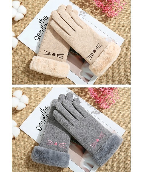 セール】猫柄タッチパネル対応5本指レディース手袋（手袋）｜Coo+i
