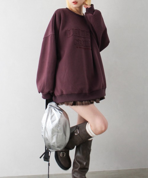 SpRay（スプレイ）の「貼付けロゴスウェット（スウェット・レディース・ボルドー/ブラック/チャコールグレー/グレー/モカ・FREE）」の7枚目の写真