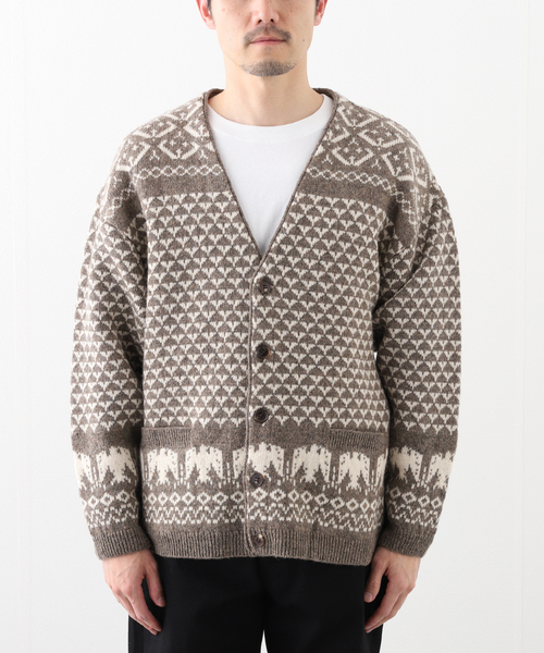 FILL THE BILL(フィルザビル)の「FILL THE BILL / フィルザビル SHETLAND NORDIC CARDIGAN 306-242024(カーディガン/ボレロ・メンズ・キャメル/ブラック・MEDIUM)」の7枚目の写真
