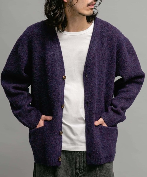 URBAN RESEARCH Sonny Label（アーバンリサーチサニーレーベル）の「モヘヤタッチVネックニットカーディガン（カーディガン/ボレロ・メンズ・グリーン/ダークブラウン/チャコールグレー/パープル・MEDIUM/LARGE）」の22枚目の写真