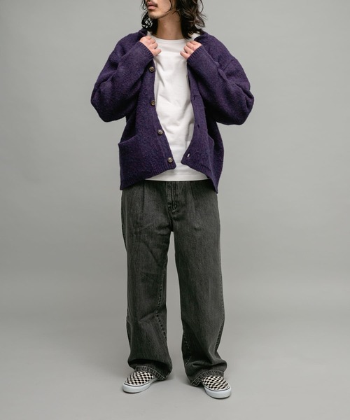 URBAN RESEARCH Sonny Label（アーバンリサーチサニーレーベル）の「モヘヤタッチVネックニットカーディガン（カーディガン/ボレロ・メンズ・グリーン/ダークブラウン/チャコールグレー/パープル・MEDIUM/LARGE）」の21枚目の写真