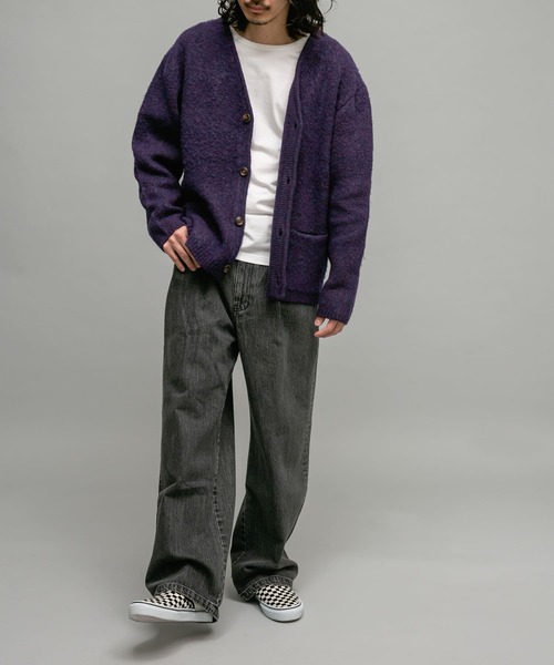 URBAN RESEARCH Sonny Label（アーバンリサーチサニーレーベル）の「モヘヤタッチVネックニットカーディガン（カーディガン/ボレロ・メンズ・グリーン/ダークブラウン/チャコールグレー/パープル・MEDIUM/LARGE）」の20枚目の写真