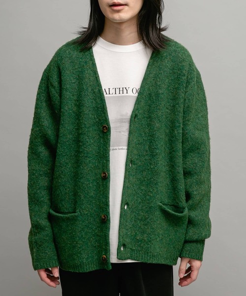 URBAN RESEARCH Sonny Label（アーバンリサーチサニーレーベル）の「モヘヤタッチVネックニットカーディガン（カーディガン/ボレロ・メンズ・グリーン/ダークブラウン/チャコールグレー/パープル・MEDIUM/LARGE）」の15枚目の写真