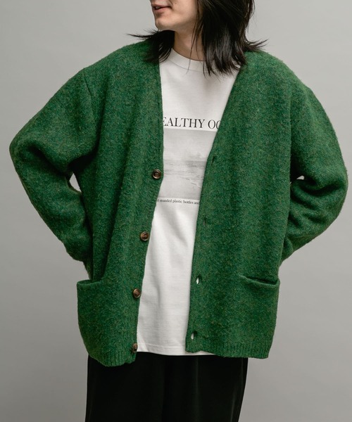 URBAN RESEARCH Sonny Label（アーバンリサーチサニーレーベル）の「モヘヤタッチVネックニットカーディガン（カーディガン/ボレロ・メンズ・グリーン/ダークブラウン/チャコールグレー/パープル・MEDIUM/LARGE）」の14枚目の写真