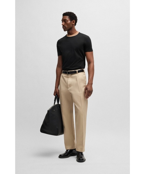BOSS(ボス)の「シルケットコットン スリムフィットTシャツ ライン入りネック(Tシャツ/カットソー・メンズ・ダークブルー/ブラック/ライトピンク・S/XXL/XL/L/M/XXXL)」の15枚目の写真