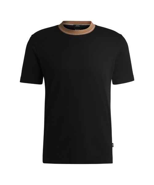 BOSS(ボス)の「シルケットコットン スリムフィットTシャツ ライン入りネック(Tシャツ/カットソー・メンズ・ダークブルー/ブラック/ライトピンク・S/XXL/XL/L/M/XXXL)」の16枚目の写真