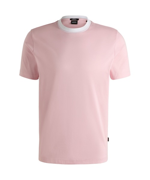 BOSS(ボス)の「シルケットコットン スリムフィットTシャツ ライン入りネック(Tシャツ/カットソー・メンズ・ダークブルー/ブラック/ライトピンク・S/XXL/XL/L/M/XXXL)」の8枚目の写真