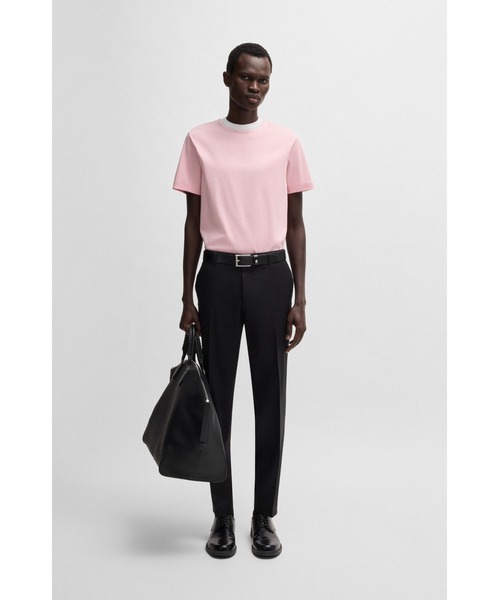 BOSS(ボス)の「シルケットコットン スリムフィットTシャツ ライン入りネック(Tシャツ/カットソー・メンズ・ダークブルー/ブラック/ライトピンク・S/XXL/XL/L/M/XXXL)」の7枚目の写真