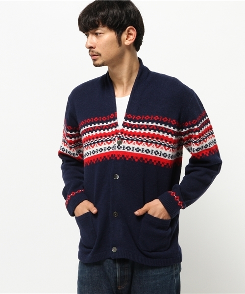 ivory court（アイボリーコート）の「7G SHEEP ノルディックパターンニット（カーディガン/ボレロ・メンズ・チャコールグレー/ネイビー・38/40）」の2枚目の写真